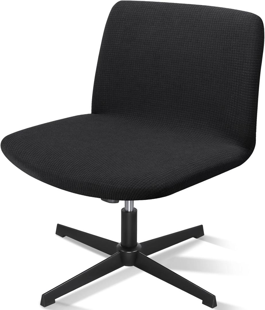Criss Cross Chair Cover, Black Mid Back Wide Seat Swivel Office Computer Task Desk Chair Cover Protector, Armless Cross Legged Slipcover Chairs Cover for Bedroom OfficeOnly Covers, No Chairs