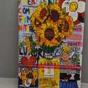 Banksy Graffiti Canvas Sunflower Wall Art Framed Vintage Flower Pictures Boho Love Angel Heart Money Diamond Kitchen Decor For Living Room Bedroom Home Office Artwork Ready To Hang (12x16 Inches) (16L" x 12W")