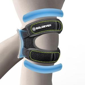 2 x Patella Knee Brace with Side Stabilizers for Men & Women, Adjustable Patellar Tendon Support Strap for Knee Pain, Knee Strap for Running, Meniscus Tear, Arthritis, Tendonitis, Injury Recovery (Black, One Size)