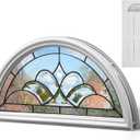 22" x 10" Entry Nouveau Door Glass Insert Half Round Top Exterior Front Door Window Inserts Replacement Kit for Home Improvement(1 Lite Glass,Patina Caming)