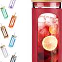 Kodrine 20oz Glass Water Tumbler with Straw and Lid, Bamboo Lids Water Bottle, Iced Coffee Cup Reusable, Wide Mouth Smoothie Cups with Protective Silicone Sleeve BPA FREE-Red