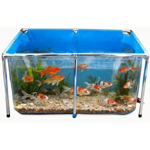PVC Fish Pond,Above Ground Fish Tank,Goldfish/Koi Pond with Clear Viewing Panel, Outdoor Canvas Aquarium with Stainless Steel Frame & Drain Valve for Outside,47.2 * 31.5 * 23.6in,152 Gallon