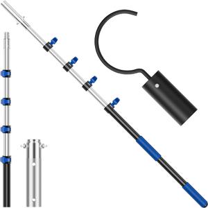Pool Hook with Pole, 16FT Pool Pole Telescopic with Stainless Steel Hook, Retrieval Hooks for All Robotic Pools Cleaner, Robot Hooks for Heavy Duty Telescoping Poles, Above Ground and Underwater