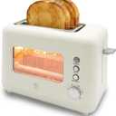 WILLOW Eco Series 2 Slice Toaster with Clear-View Window, 6 Shade Settings, 900W Retro Toaster with Extra Wide Slots, Bagel, Cancel, & Defrost Buttons, Toasters 2 Slice w Crumb Tray for Easy Cleanups