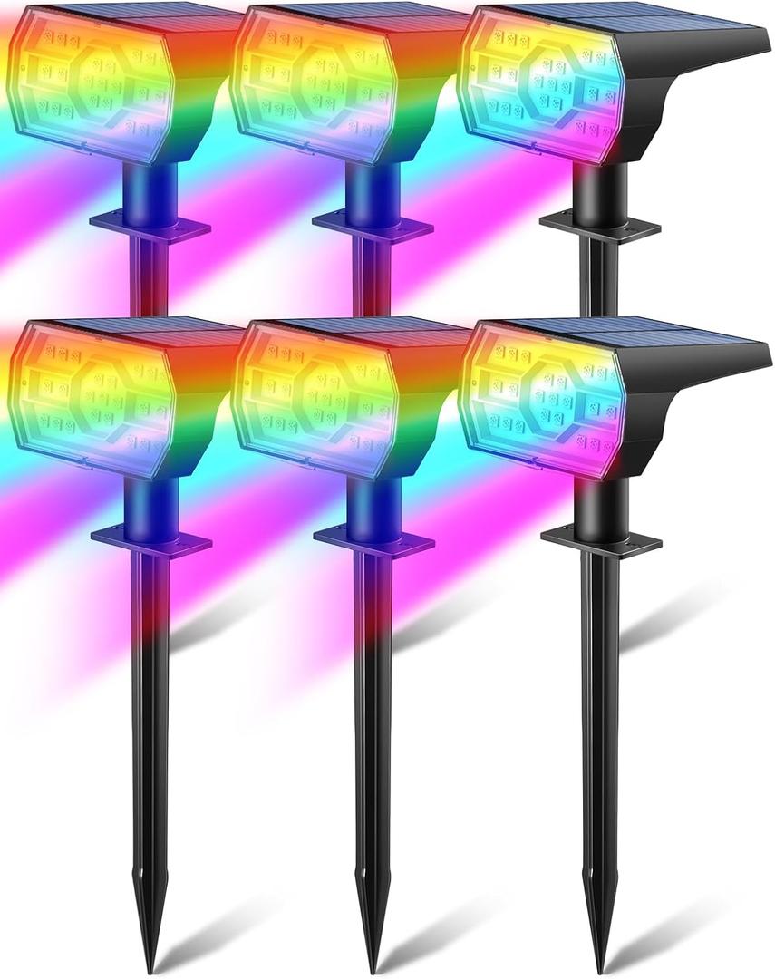 Kaxiida Solar Multicolor Lights Outdoor, 7 Lighting Modes Solar Light Outdoor Waterproof IP68, Color Changing RGB Powered Lights Outdoor for Garden Yard Patio Landscape Decorations