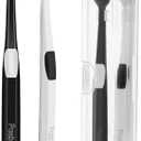 4 Pack PRASBURR Travel Toothbrush, Extra Soft Toothbrushes for Adults, New 10k Micro Fine Nano Bristles for Sensitive Gums, Packed in Portable Case, Travel Toothbrush - Pack of 4 (Black and White)