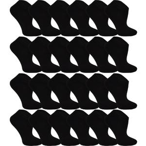 24 Pairs Thin Low Cut Ankle Socks for Men, Comfortable Lightweight Breathable Bulk Pack Wholesale (One Size, Black)
