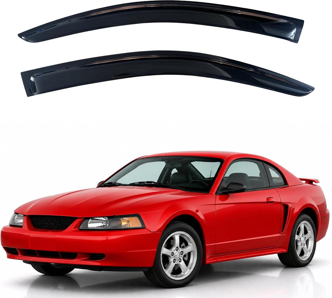 KPY Rain Guards Fit for 1994-2004 Ford Mustang, Out-Channel Window Visors Vent Wind Deflectors 2PC, Car Accessories for 94-04 Mustang