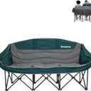 KingCamp Double Camping Chair, Oversized Heavy Duty Loveseat for Adults Portable Folding XL 2 Person Couch Padded Comfortable Two Seat with Cup Holder for Outdoor Lawn Backyard (L 3 Person Green/Grey)