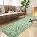 DweIke Fluffy Runner Rugs for Bedroom Living Room, Ultra Soft Shaggy Plush 2x6 Feet Area Rug, Shag Furry Bedside Carpet Non Shedding for Nursery Children Kids Girls Room Decor, Sage Green