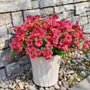 20 Bundles Artificial Flowers for Outdoors  UV Resistant Artificial Plants Outdoor, Faux Silk Eucalyptus and Colorful Daisy Greenery for Porch/Garden, Realistic Home Decor (Rose Red)