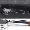 Openwork Bottomless Portafilter Handle Made of Stainless Steel and Walnut with High Extraction Precision Basket Silver