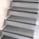 Brakki Bullnose Carpet Stair Treads, Non Slip Stair Treads for Wooden Steps Indoor, Stair Runner, Soft Stair Rugs, Edging Stair Protectors, Washable, 29.5"x9.5"x1.5" 14pcs, Grey