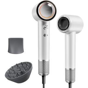 Tideway Hair Dryer Professional High-Speed Ionic Blow Dryer 110,000 RPM, Compact Hair Dryer with Magnetic Diffuser, Fast Drying with Brushless Motor Low Noise Smart Temperature Control-H11 (White)