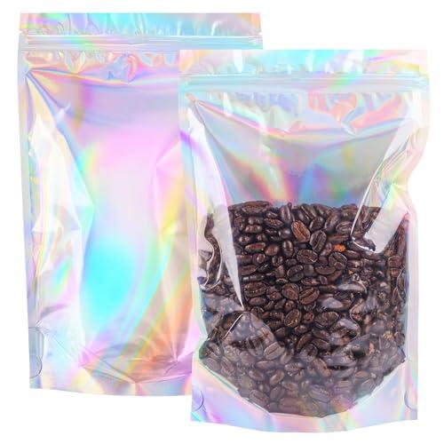 NPLUX Holographic Mylar Bags Resealable Smell Proof Bags for Packaging and More - Resealable Bags for small business(50PACK, 5.5x8INCH)