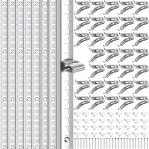 14 Packs 17.5 Inch Metal Pilaster Shelf Bracket Rails with 36 Adjustable Clips & Mount Screws - for Cabinet/Wall Shelving/Closet Storage (Black)