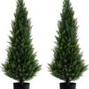 Artificial Topiary Cedar Trees Faux Pine Shrubs UV Resistant Artificial Bushes Artificial Plants for Indoor Outdoor Garden,3 Feet-2 Pack