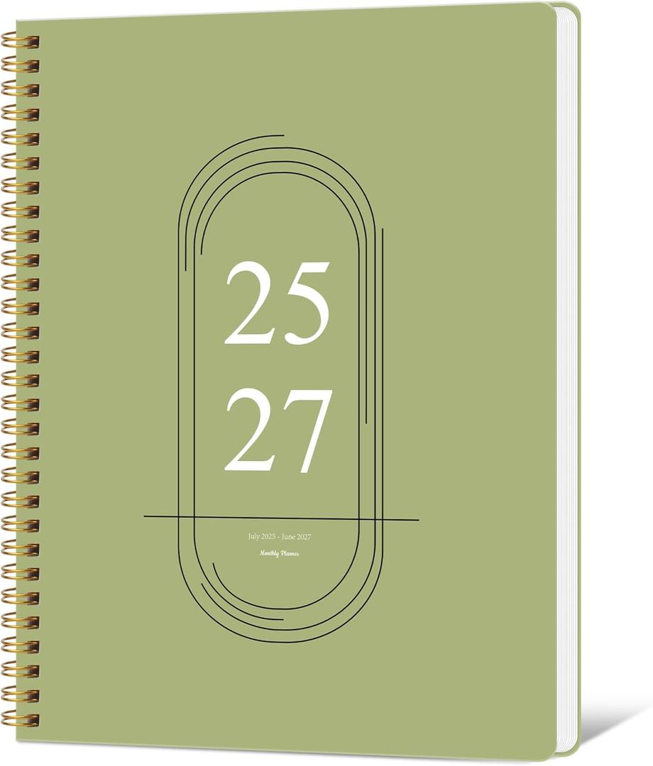 Monthly Planner 2025-2027 - 2 Year Monthly Planner Calendar 2025-2027, July 2025 - June 2027, 8.5" * 11", 24 Months Calendar Planner with Waterproof CoverSpiral Bound, for Office, School Home Planning - Green