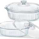M MCIRCO 4-Piece Glass Casserole Baking Dish, Set of 2 Casseroles With Glass Lids, 1.9 Qt and 3 Qt