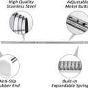Oxdigi Tension Curtain Rods Adjustable Shower Curtain Rod Spring Tension 102.8-122.4 Inches, Curtain Rod No Drill No Rust Nonslip Heavy Duty for Bathroom, Window, Closet, Room Divider, Stainless Steel