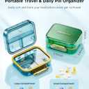 Small Pill Box, Travel Pill Case, Acedada Daily Pill Container for Purse Pocket, Moistureproof 7 Compartments Pill Holder, Stylish Portable Medicine Vitamin Organizer for Supplements Fish Oils, Blue