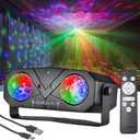 Party Disco DJ Light, 5-in-1 LED Stage Light Ocean Star Projector Music Sound with Remote Control for Parties Birthday Christmas Gift Wedding KTV Bar Club Home Room Decor Lighting