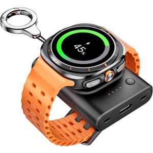 Watch Charger for Galaxy Watch 7 Ultra, 1800mAh Portable Charger for Samsung Galaxy Watch7/Ultra/FE/6/6 Classic/5/5 Pro/4/4 Classic/3/Active 2, with Keychain