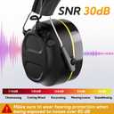Gel Ear Pad Bluetooth Hearing Protection Headphones, 30dB SNR, 120H Playtime, Safety Earmuffs for Mowing, Landscaping
