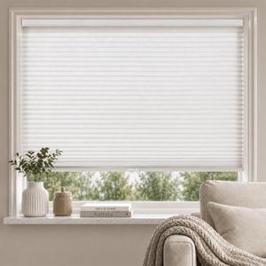 Cordless Light Filtering Cellular Shades for Indoor Windows, Honeycomb Window Blinds with Color-Matched Headrail, Easy Lift Shades for Bedroom, Living Room & Office, White, 27" W x 72" H