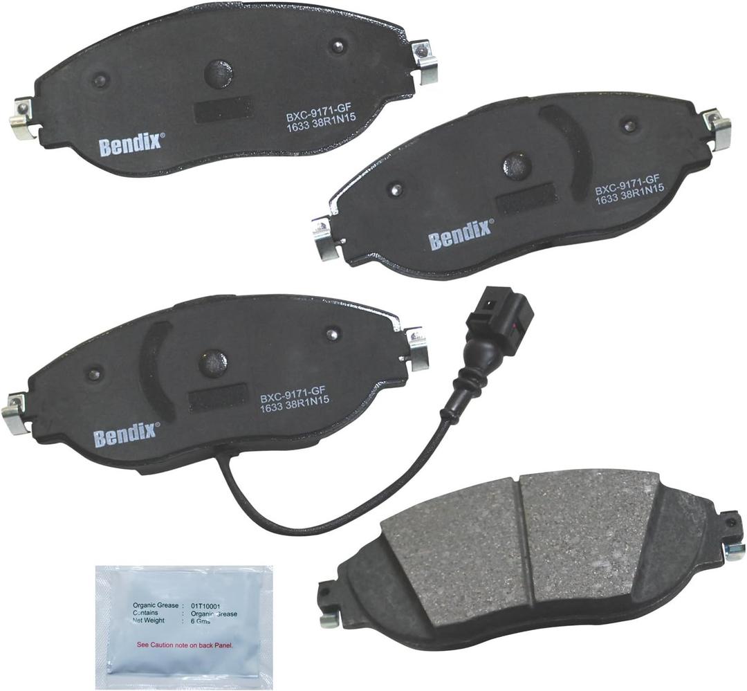 Bendix Priority1 CFC1633 Ceramic Front Brake Pads for Select Models Audi A3 Quattro, S3, Seat Leon, Tarraco, Volkswagen Arteon, CC, Golf R, GTI, Jetta, Tiguan