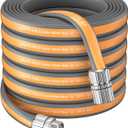 Giraffe Tools Garden Hose 100FT, 5/8" Lightweight Lay Flat Water Hose, Custom Length, Flexible, Leakproof Hybrid Hose Pipe with Male to Female Fitting (Grey and Orange)