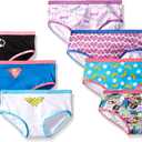 DC Comics Girls' Superhero Underwear With Wonder Woman, Batman, Superman Logos and Comic Prints Sizes 4, 6, 8, 10