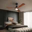 Ceiling Fans with Lights, 60" Wood Ceiling Fan with Remote Control, 3 Walnut Fan Blades Reversible Quiet DC Motor 6 Speeds Timing Farmhouse Ceiling Fan for Bedroom/Living Room/Study/Porch