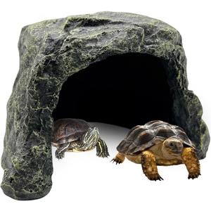 BNOSDM Reptile Hideout,Large Tortoise Hide Cave,Resin Rock,Bearded Dragon Hideaway,Turtle Basking Platform,Reptiles Habitat Decor Tank Accessories for Lizards Gecko Snakes Chameleon Frogs