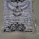 Gardenwed Long Sleeve Shirts for Women Striped Crewneck Loose Fit Basic Tops 2025 Fall T-Shirt (Blue, XXL)