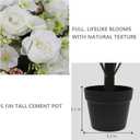 24" Artificial Potted Flowers for Outdoors, Silk Peony Faux Plants | Set of 2, UV Resistant, Realistic White Peonies, Weighted Cement Pots, Front Porch Decor