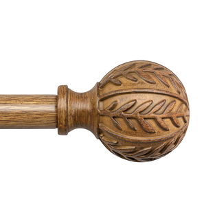 QDWIS Boho Wood Curtain Rods for Windows,1" Adjustable Heavy Duty Window Curtain Rod with Imitation Wood Grain Finials,Rustic Decorative Drapery Rods Set,Size:36-88'',Natural Wood, 36'' - 88'' (1 Pack), Natural Wood