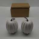 vensovo 2PCS 8 Inch White Plastic Pumpkins for Decorating  Large Artificial Foam Pumpkins for Fall Decor, Halloween, Thanksgiving, Paintable for DIY Crafts & Centerpieces