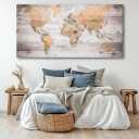 Large Wall Art grey map of The World Painting Ready to Hang 29"x58"Large Framed Wall Art World Map Canvas Map Decorations Artwork Prints