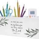 As for Me And My House We Will Serve Christian Pen Pencil Holder, Christian Office Decor, Religious Scripture Botanical Pencil Pen Holder Organizer for Home Office Desk Accessories