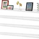 MITREL Picture Ledge Shelf,Long Floating Shelves with Lip Set of 4,Rustic Photo Frames Shelves Vinyl Record Book Storage Display for Living Room Kids Nursery Bedroom Kitchen Bathroom,57"(White)