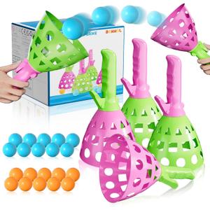 Bennol 4 Pack Outdoor Game Toys for Kids Boys with 20 Balls Pop Pass Catch Ball Game Outside Toys Gifts for 3 4 5 6 7 8+ Year Old Boys Kids Outside Outdoor Gifts for Ages 3-5 4-8 (Pink & Green)