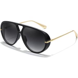 TJUTR Oversized Aviator Sunglasses for Women & Men, Retro Luxury Designer Sunglasses Big Shield Shades with UV Protection