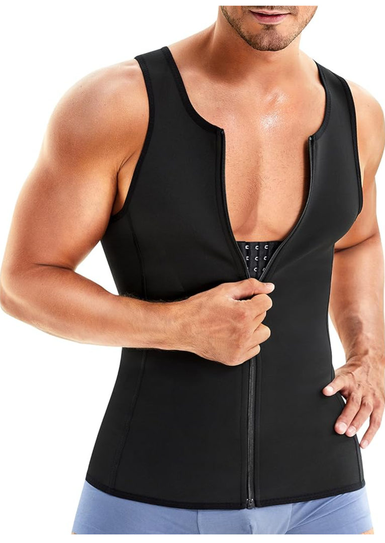 Wonderience Men Shapewear Slimming Body Shaper Compression Shirt Tank top with Zipper Underwear For Tummy Control, Size XL