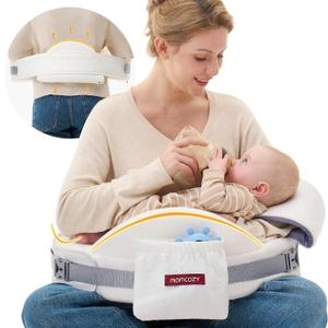 Momcozy CozyPro Nursing Pillow for Breastfeeding - All Around Ergonomic Comfort & Support - Pioneering Safety Fence - Plus Size Wider Feeding Pillow with Lumar Support for Easier and Healthier Nursing (Whitepremium Memory Foam)