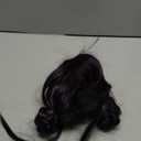 FantaLook Short Black Purple Cosplay Wig with 2 Buns for Halloween Party CostumeSmall Size