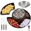 Tabletop Indoor Electric S'mores Maker - Smores Kit With Marshmallow Roasting Sticks and 4 Trays for Graham Crackers, Chocolate, and Marshmallows - Movie Night Supplies - Brown