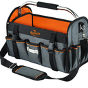 16 Inch Open Top Tool Bag, Thick 1680D Fabric, Foldable 29 Pockets Tool Tote Bags with Stainless Steel Handle & Padded Shoulder Strap, Easy Carry and Easy Tool Access