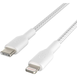 Belkin BoostCharge Nylon Braided USB C to Lightning Cable 6.6ft/2M - MFi Certified 18W Power Delivery iPhone Charger Cord - Apple Charger USB C Cable - Fast Charging for iPhone 14, iPhone 13 - White Belkin BoostCharge Nylon Braided USB C to Lightning Cable 6.6ft/2M - MFi Certified 18W Power Delivery iPhone Charger Cord - Apple Charger USB C Cable - Fast Charging for iPhone 14, iPhone 13 - White