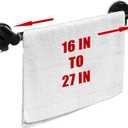 Adjustable 16-27" Suction Cup Towel Bar Extendable Suction Cup Towel Rack Holder Bathroom Stainless Steel for Glass Shower Door(Black)